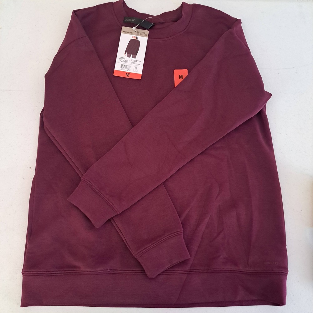 Mondetta Cozy Active Crewneck Women M Dark Red NEW Pockets Tencel 873-207-B9 - Picture 3 of 4